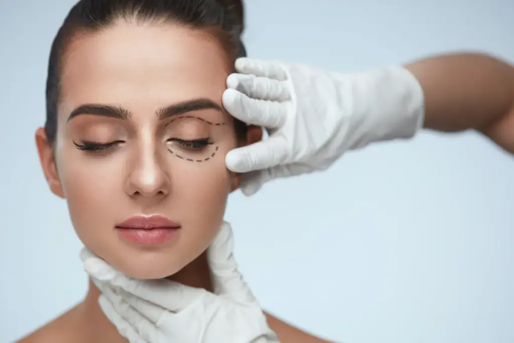 Woman Getting Blepharoplasty Treatment at aesthetic center in Bismarck, ND