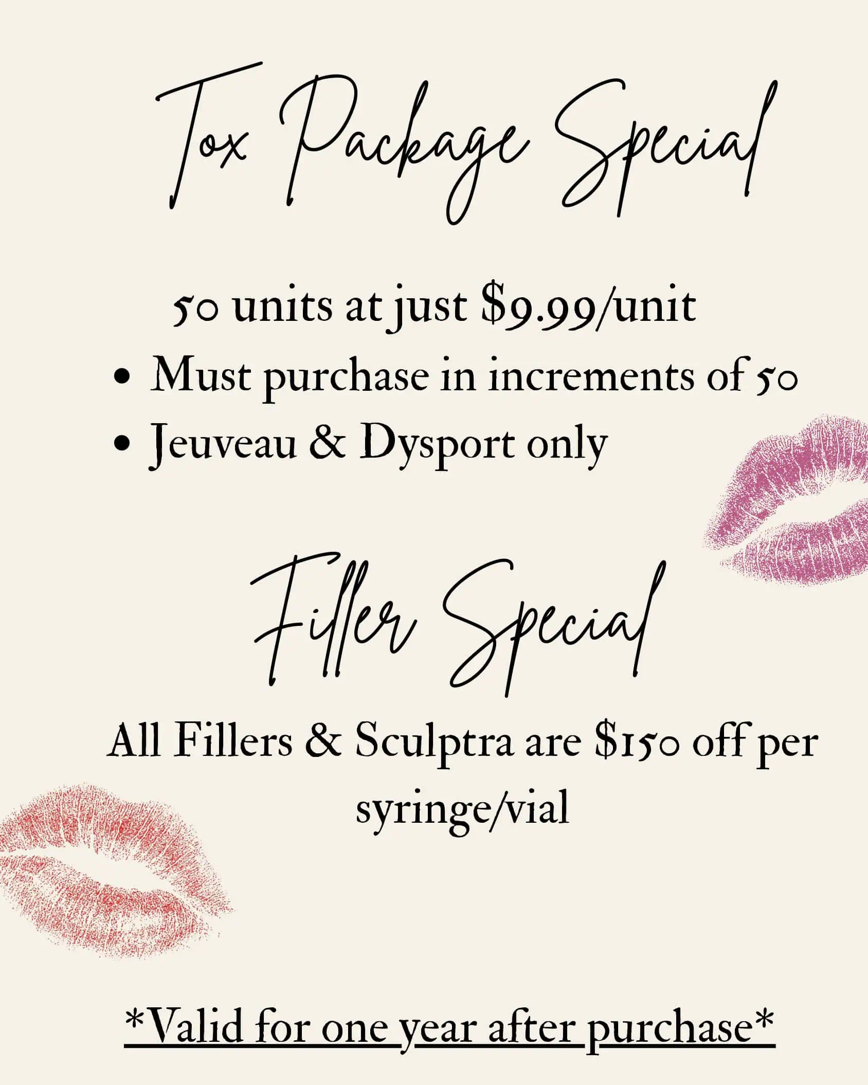 Tox Package Specials at The Aesthetic Center
