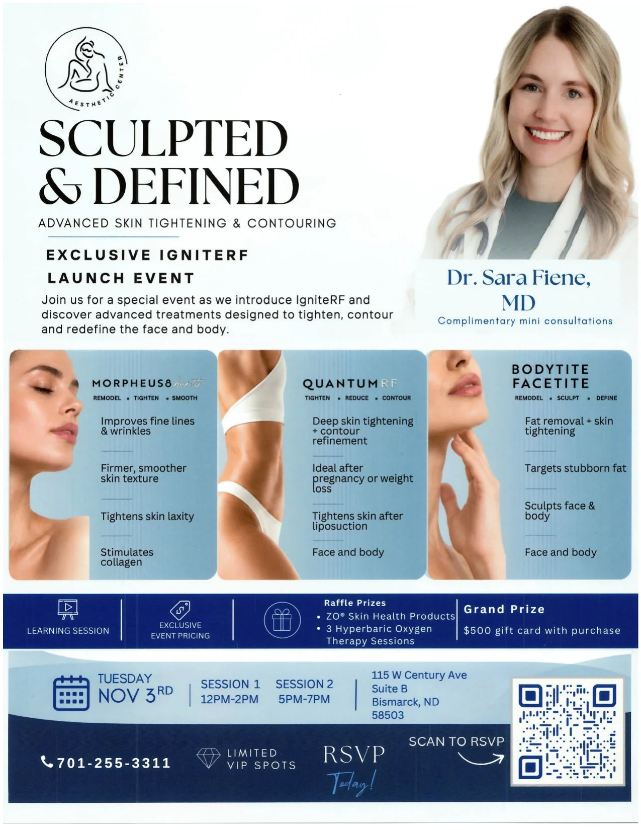 IgniteRF Launch Event — Sculpted & Defined advanced skin tightening and contouring event at The Aesthetic Center, Tuesday November 3rd